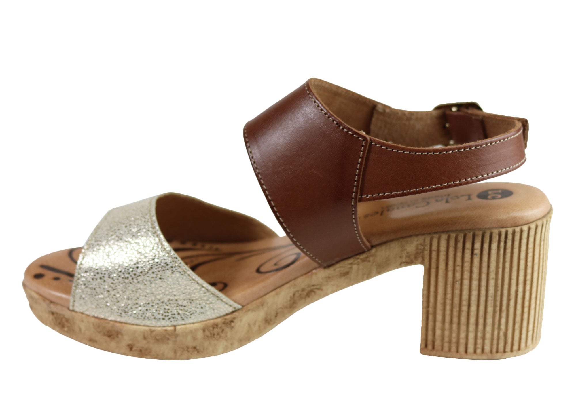 Lola Canales Mia Women's Comfort Leather Mid Heel Sandals - Handmade in Spain - Perfect for Summer Outings, Weddings & Office Wear