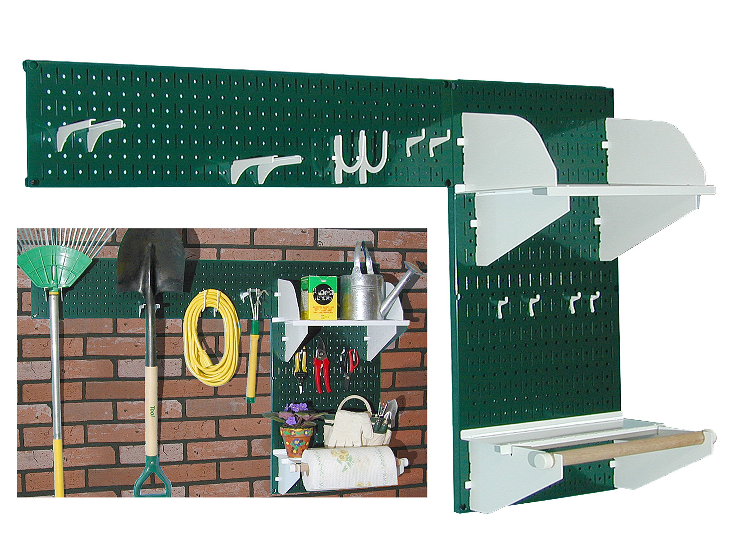 Wall Control Gardening Tool Pegboard Organizer - Heavy Duty Wall Storage Kit for Garden Tools, Green | Perfect for Garage, Shed & Workshop Organization