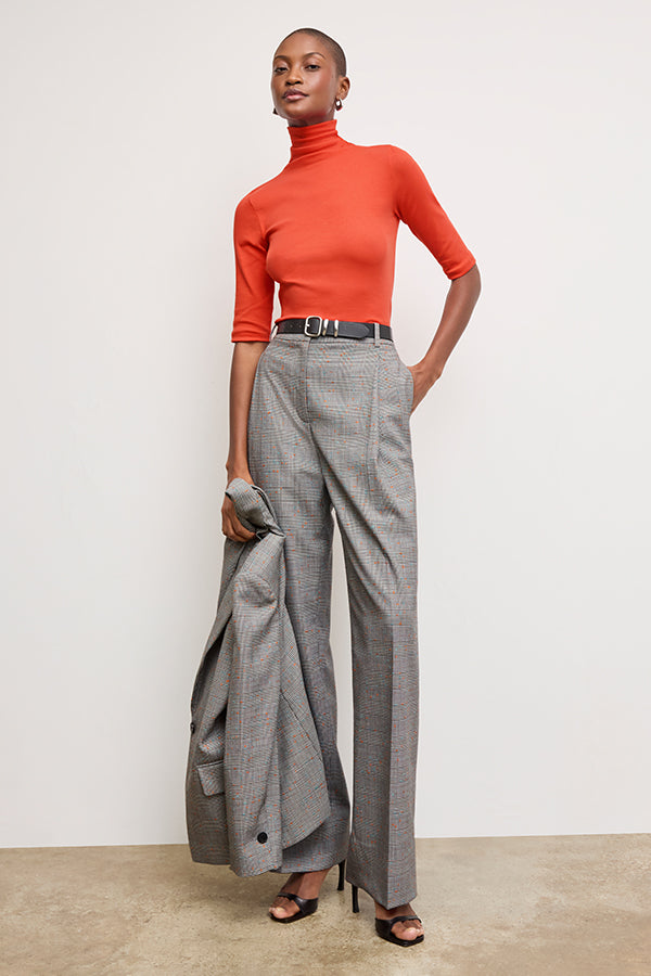 Rina Sculptural Pants - Sharkskin Mixed Check High Waist Trousers for Women | Perfect for Office, Casual Wear & Night Out