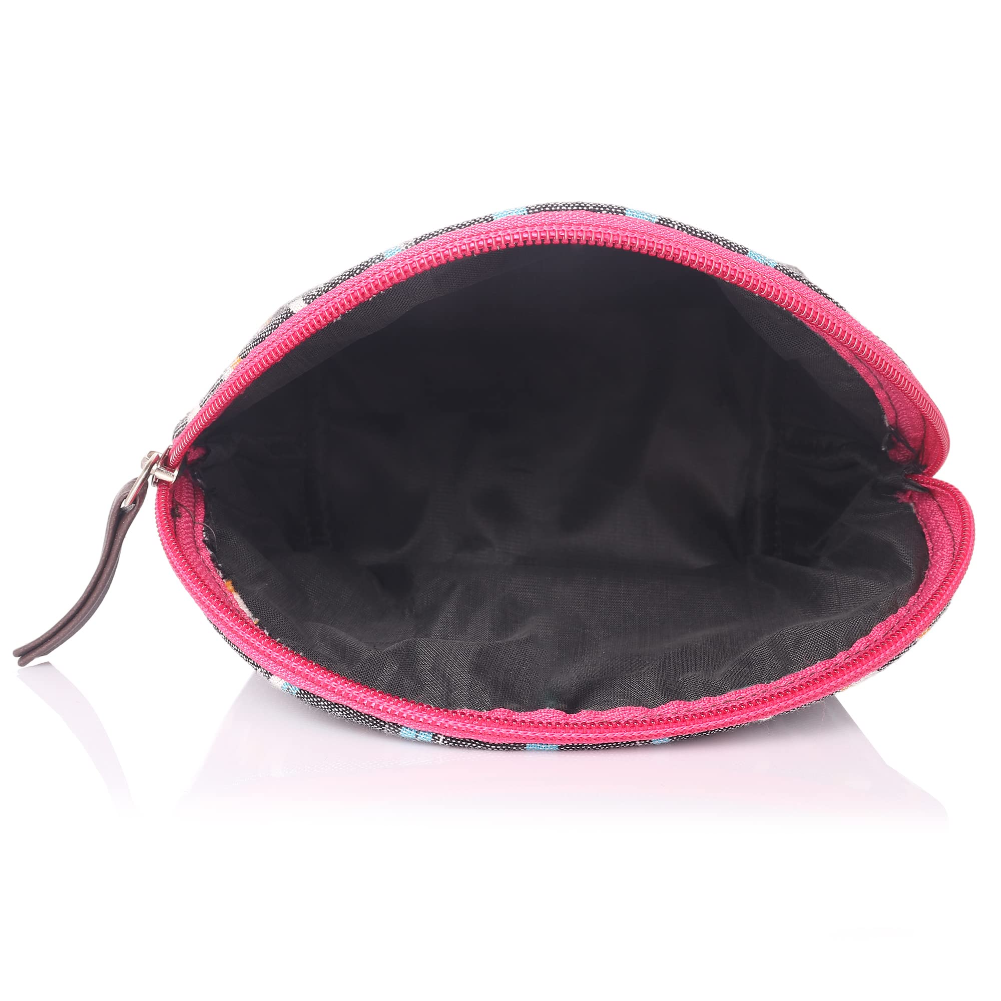 Vibrant Multi-Color Grey Ikat Makeup Bag - Waterproof Cosmetic Organizer for Travel, Gym & Daily Essentials Storage