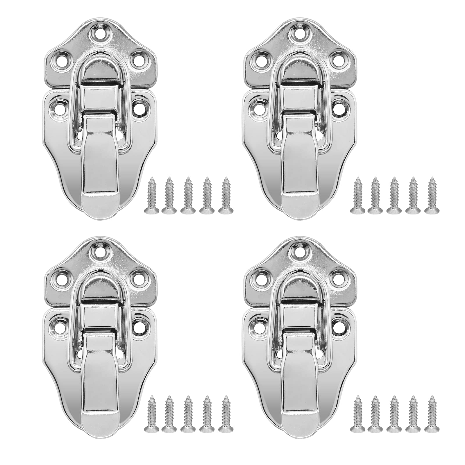 4 Pack Silver Chest Latches - Vintage Hasp Latch Hardware for Luggage, Trunk & Storage Boxes - Durable Metal Locking Mechanism (Silver) - Perfect for Antique Restoration, DIY Projects & Vintage-Style Decor