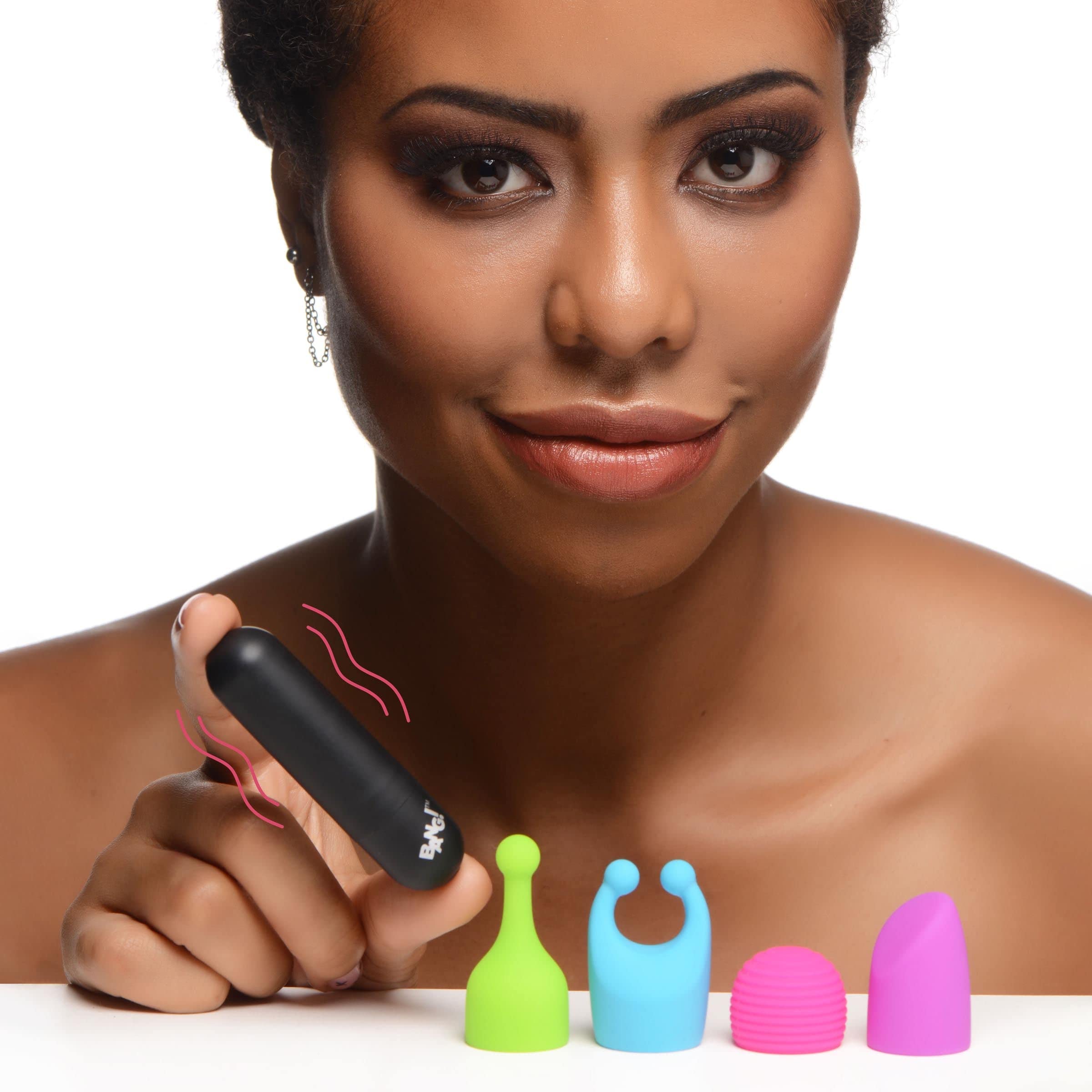 BANG! Bullet Vibrator for Women - 7 Powerful Vibration Modes & 4 Pleasure Attachments | Rechargeable, Waterproof & Body-Safe Silicone Adult Toy | Perfect for Solo Play & Couples Intimacy | G-Spot & Clitoral Stimulation | Discreet & Travel-Friendly Design