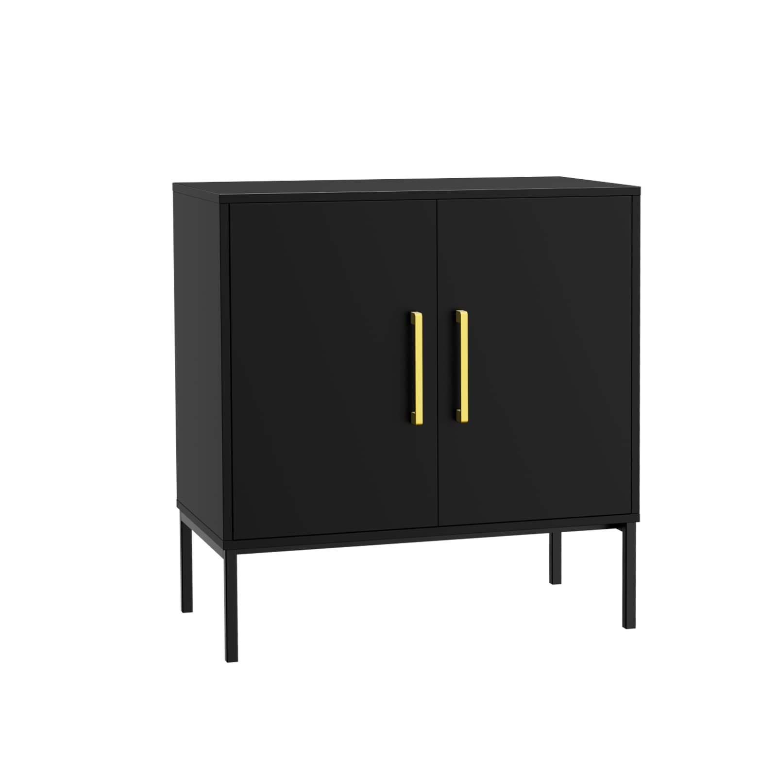 JOZZBY Modern Wooden Buffet Cabinet with Storage - 2-Door Free Standing Sideboard with Adjustable Shelves, Black Accent Cabinet for Living Room, Kitchen, Hallway - Perfect for Dining Room Storage, Entryway Organization & Home Decor