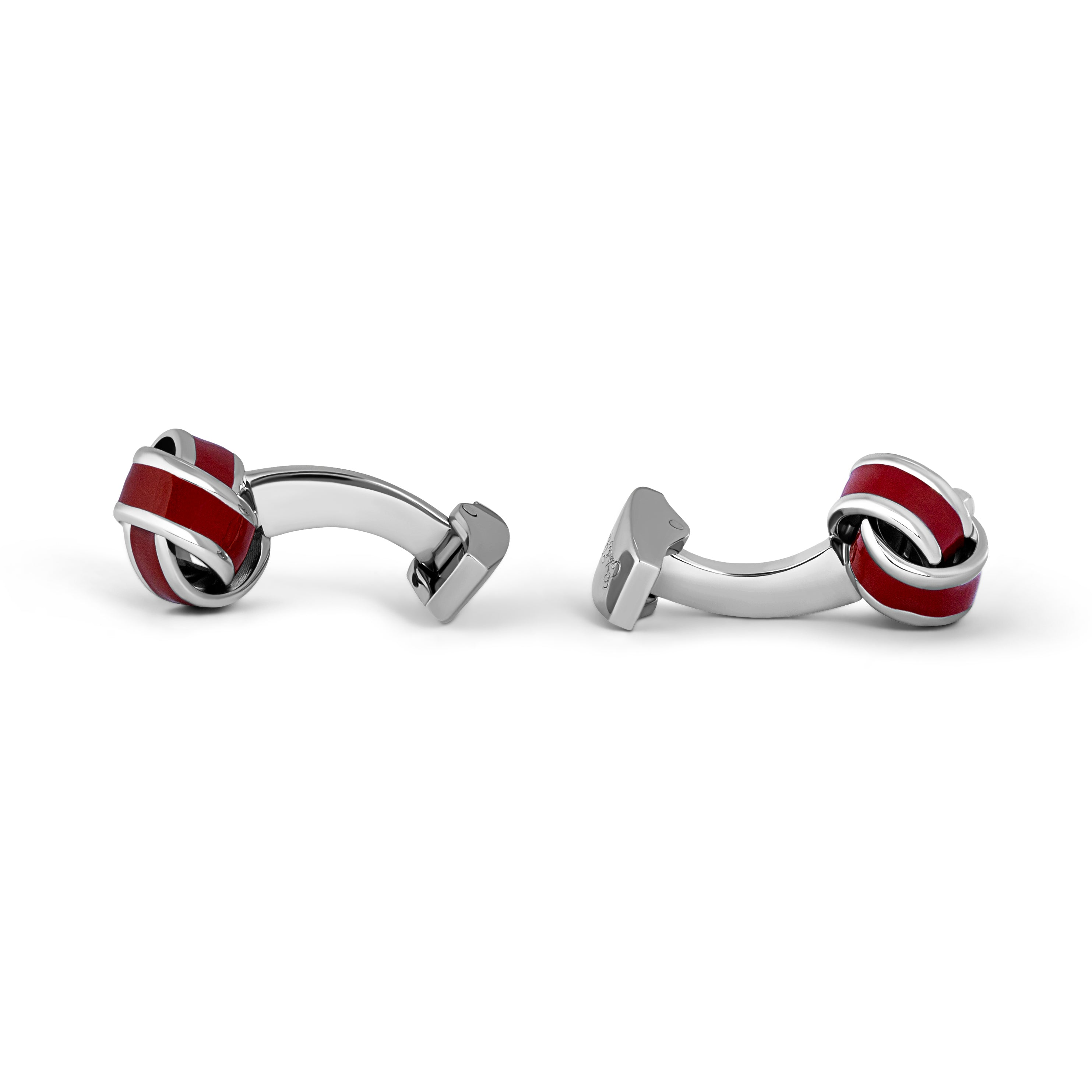 Elegant Red Silver Enamel Knot Cufflinks for Men - Classic Wedding, Formal & Business Attire Accessories - Perfect for Suits, Tuxedos & Dress Shirts