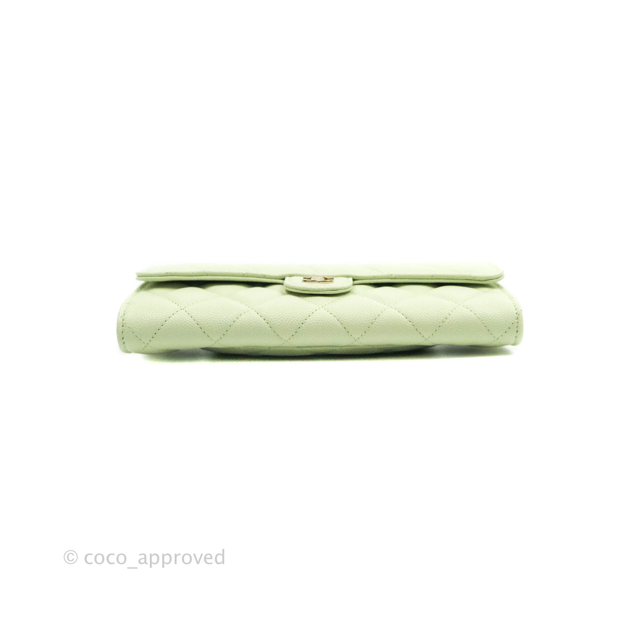 Chanel Caviar Quilted Long Flap Wallet in Mint Green with Gold Hardware - Luxury Designer Wallet for Women, Perfect for Everyday Use & Special Occasions