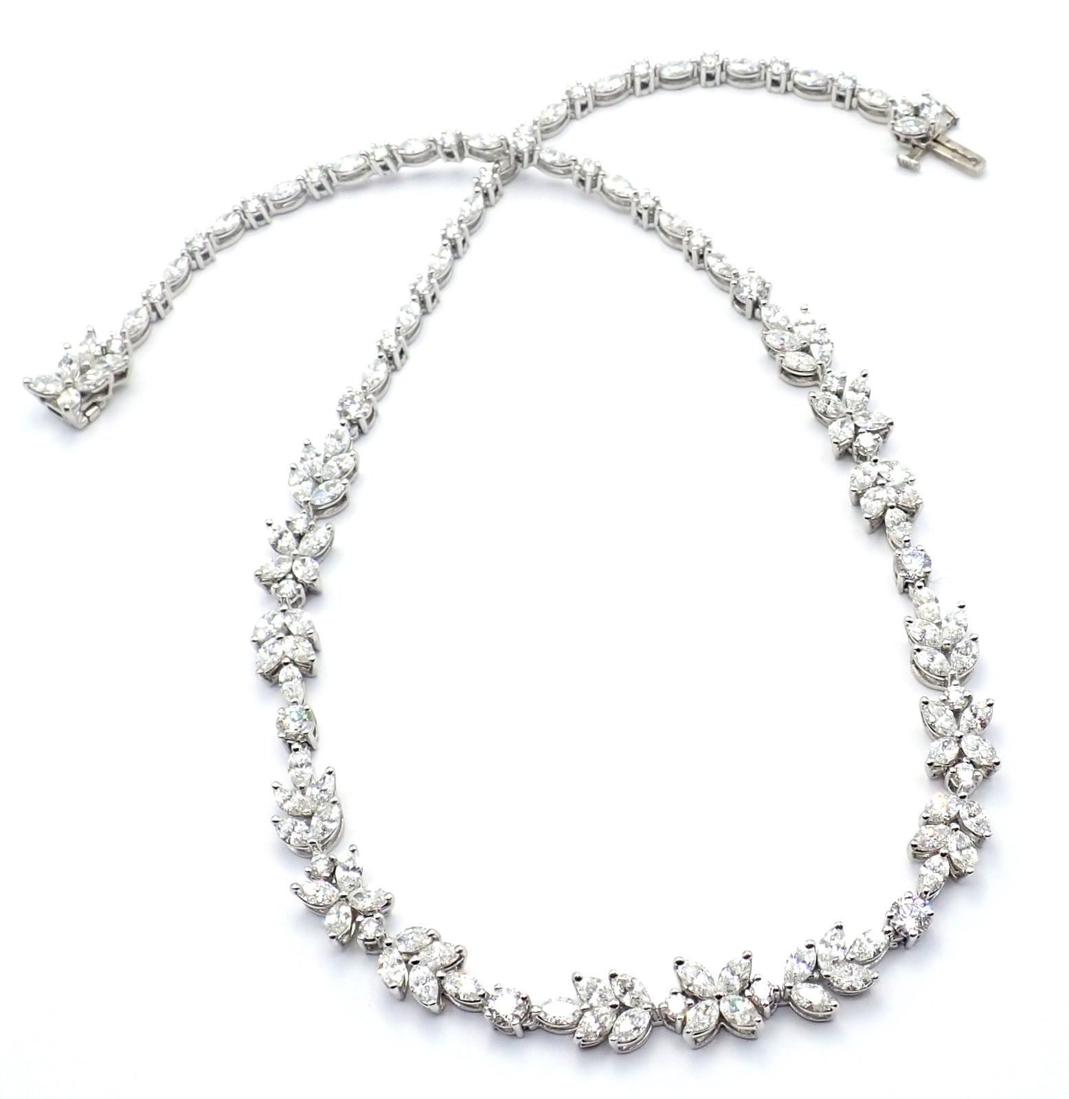 Tiffany & Co Victoria Platinum 15.92 Carat Diamond Mixed Cluster Necklace - Elegant Jewelry for Weddings, Anniversaries & Special Occasions