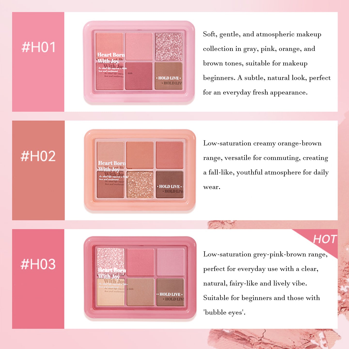 HOLD LIVE Cloudy Blush Eyeshadow Palette - Soft Matte & Shimmer Eyeshadow Makeup for Day & Night Looks - Perfect for Everyday Wear, Parties & Special Occasions