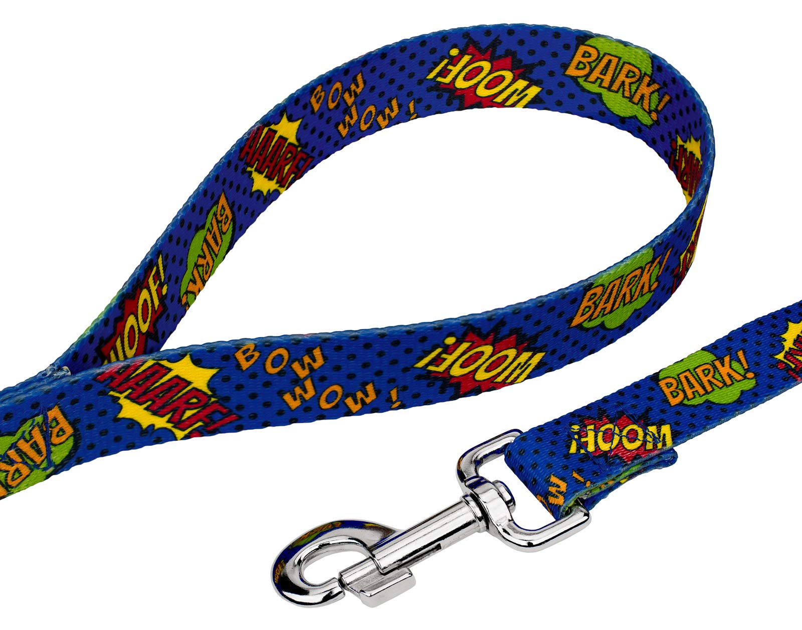 Premium Blue Super Dog Collar and Leash Set - Geek Chic Collection with 4 Stylish Designs for Small Dogs (5/8 Inch) - Perfect for Cosplay, Comic Con & Superhero Fans - Country Brook Petz
