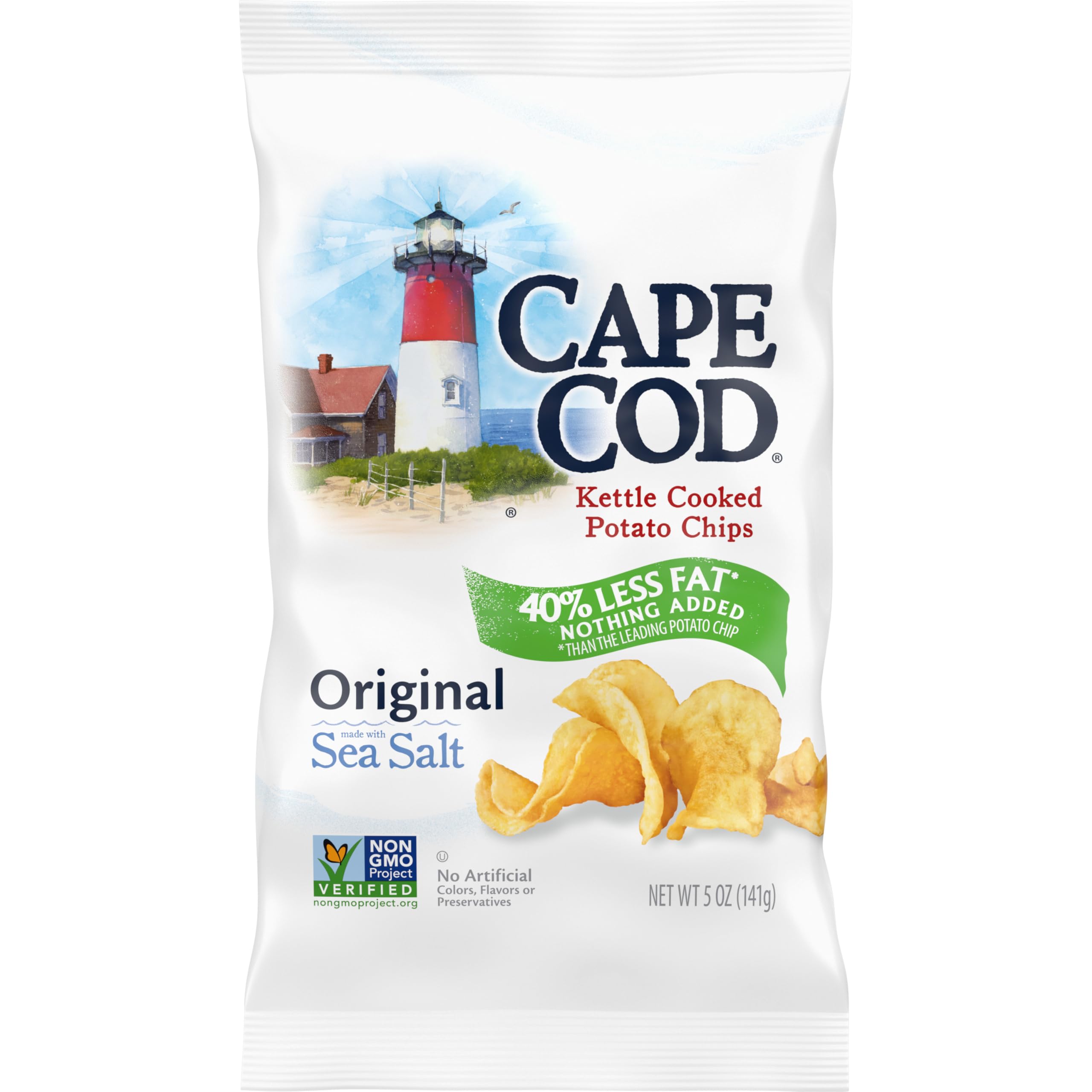 Reduced Fat Cape Cod Potato Chips - 5oz Bag | Low Fat Snack for Parties, Picnics & Healthy Lifestyle