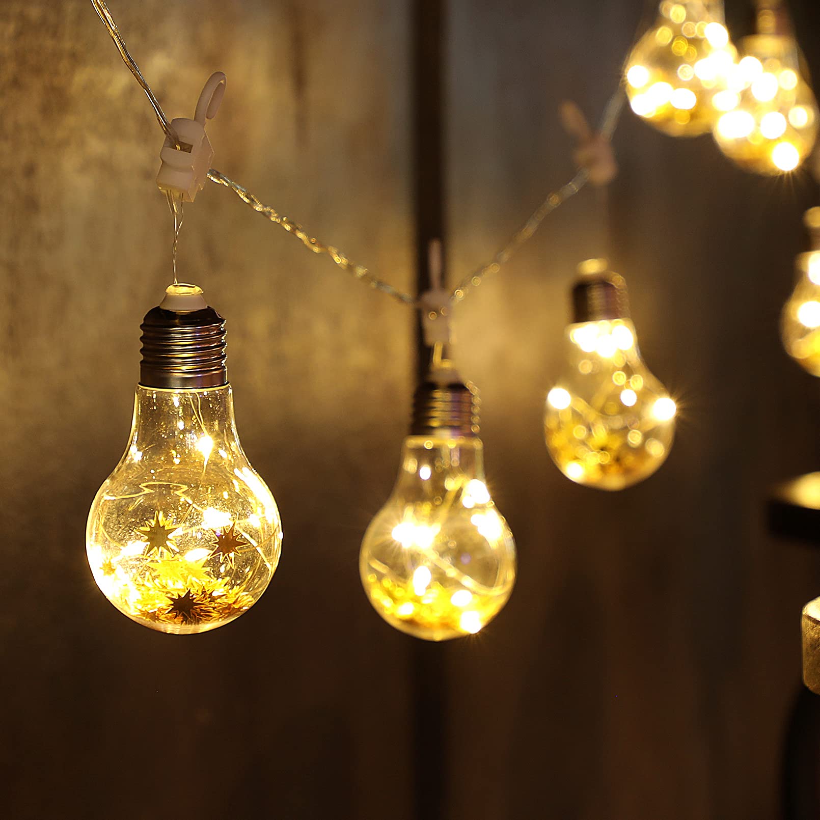 TORCHSTAR 16.4ft LED String Lights with Vintage Edison Bulbs - Battery & USB Powered Warm White Globe Lights for Christmas, Party, Wedding, Home Decor, Garden and Outdoor Festivals