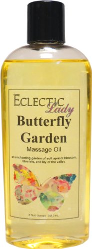 Butterfly Garden Massage Oil - 8 oz Natural Relaxing Massage Oil with Sweet Almond Oil & Organic Jojoba Oil, Preservative Free - Perfect for Couples Massage, Spa Treatments & Aromatherapy