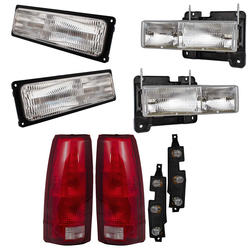 Brock Replacement 6-Piece Headlight & Taillight Kit - Compatible with 15034929, 15034930, 5977867, 5977868 - High-Performance Composite Headlights, Tail Lights & Front Signal Markers - Perfect for Truck & SUV Upgrades, Night Driving Safety