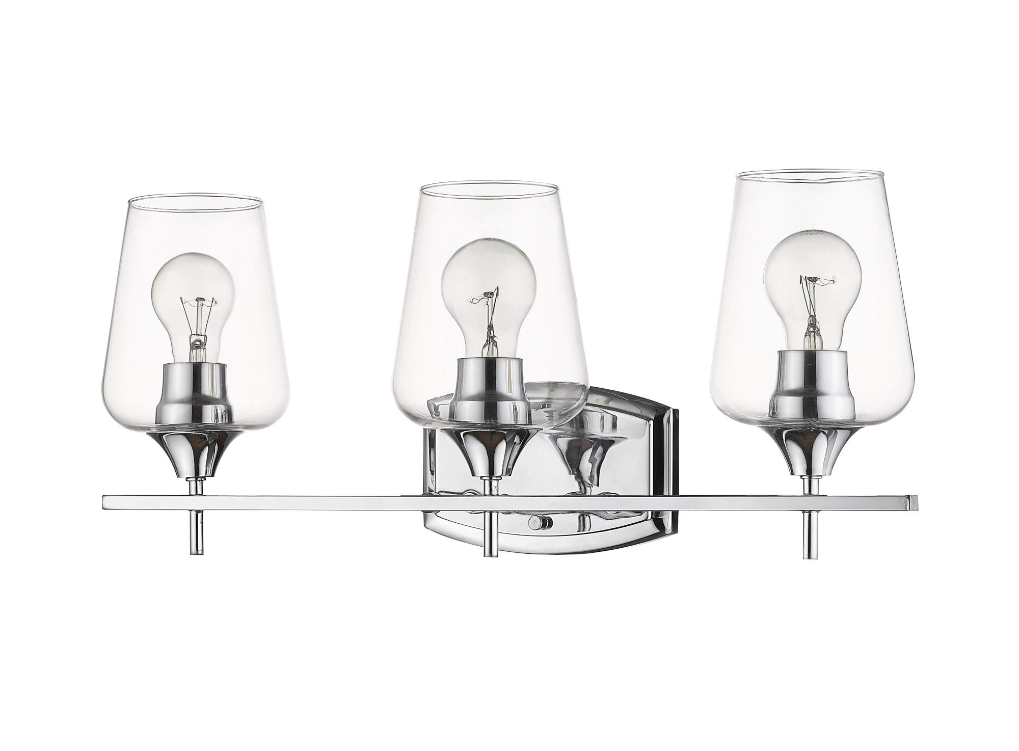Z-Lite 3 Light Bathroom Vanity Fixture 473-3V-CH with Clear Glass Shades - Perfect for Modern Bathroom Lighting and Makeup Vanity Areas