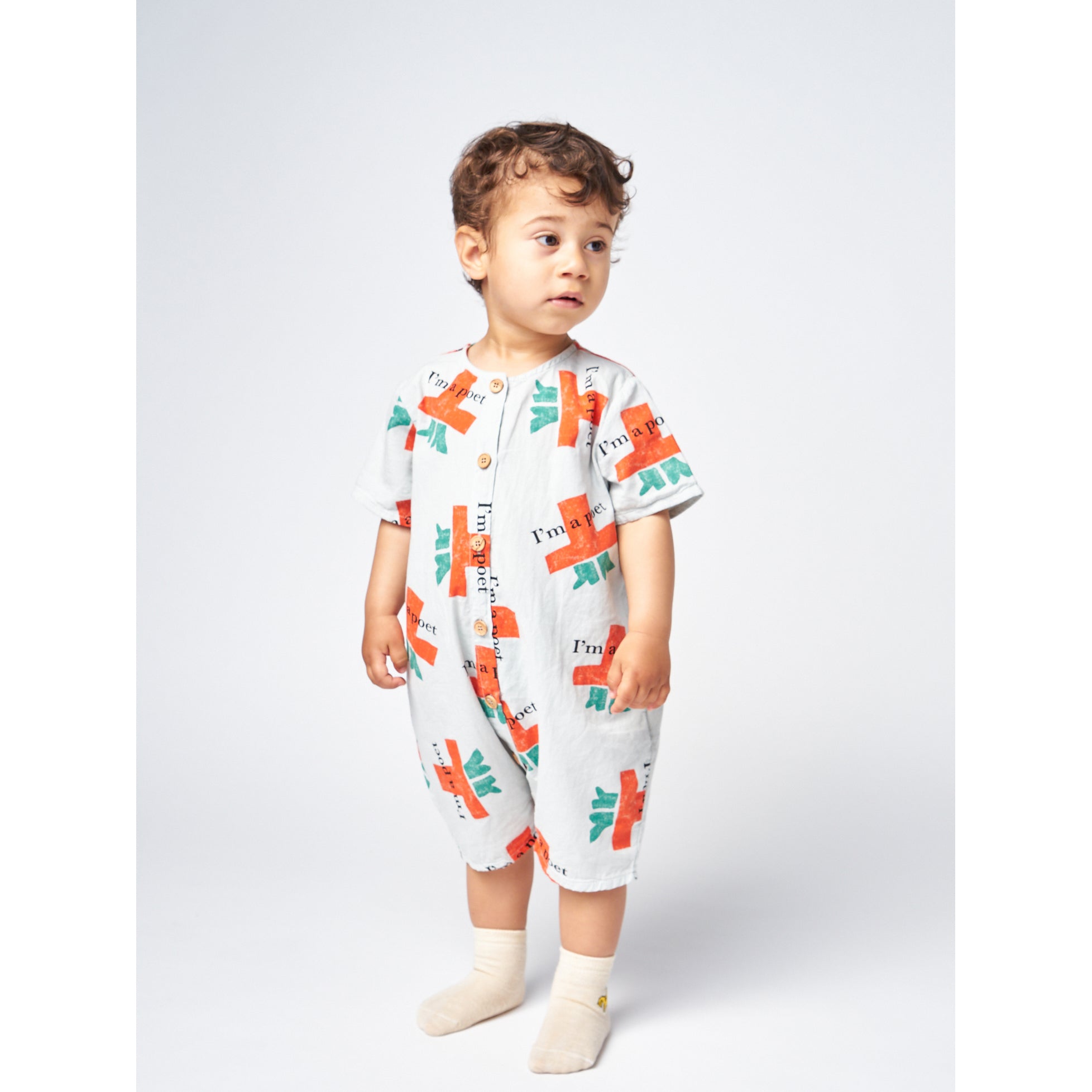Bobo Choses I'm A Poet All Over Woven Playsuit - Stylish & Comfortable Baby Jumpsuit for Playdates, Photoshoots & Everyday Wear