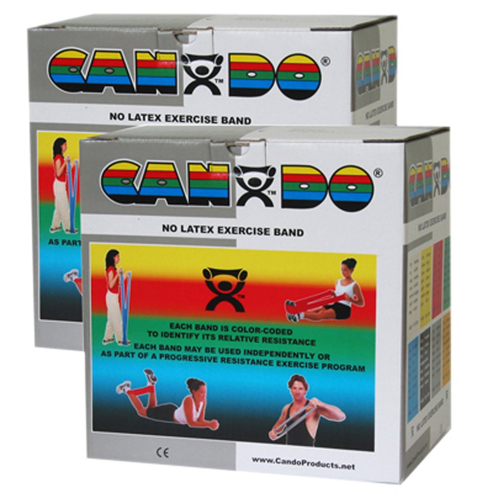 CanDo Twin-Pak Latex-Free Resistance Bands for Physical Therapy, Home Workouts & Fitness Training - Silver Elastic Exercise Bands for Strength Training, Stretching & Rehabilitation