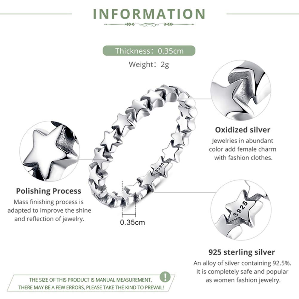 925 Sterling Silver Star Stackable Rings for Women - Promise & Eternity Rings Set - Perfect for Anniversary Gifts, Valentine's Day & Everyday Jewelry