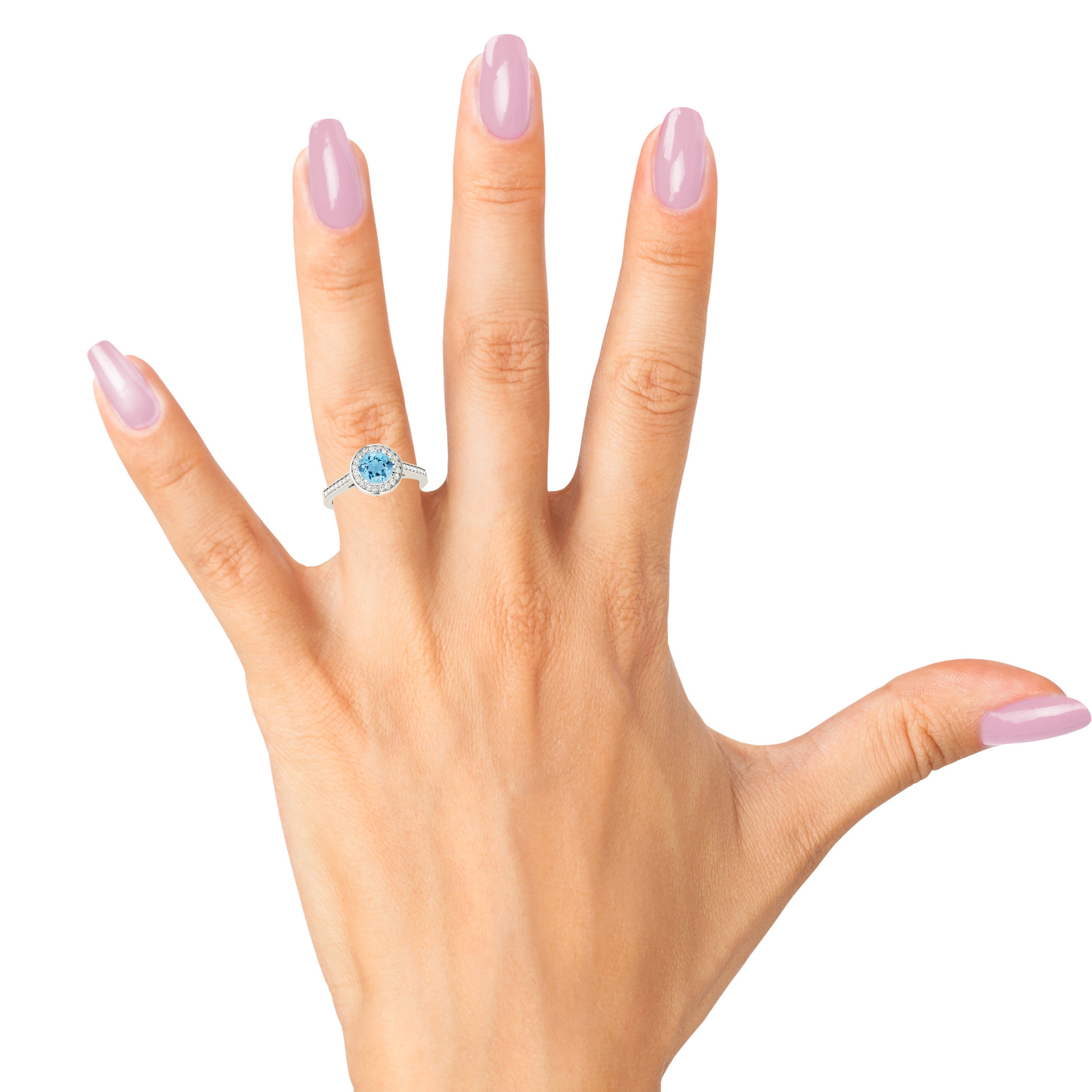 1.10 Carat Genuine Aquamarine Ring with Bezel Set Halo - Elegant Birthstone Jewelry for Women, Perfect for Engagement, Anniversary & Special Occasions