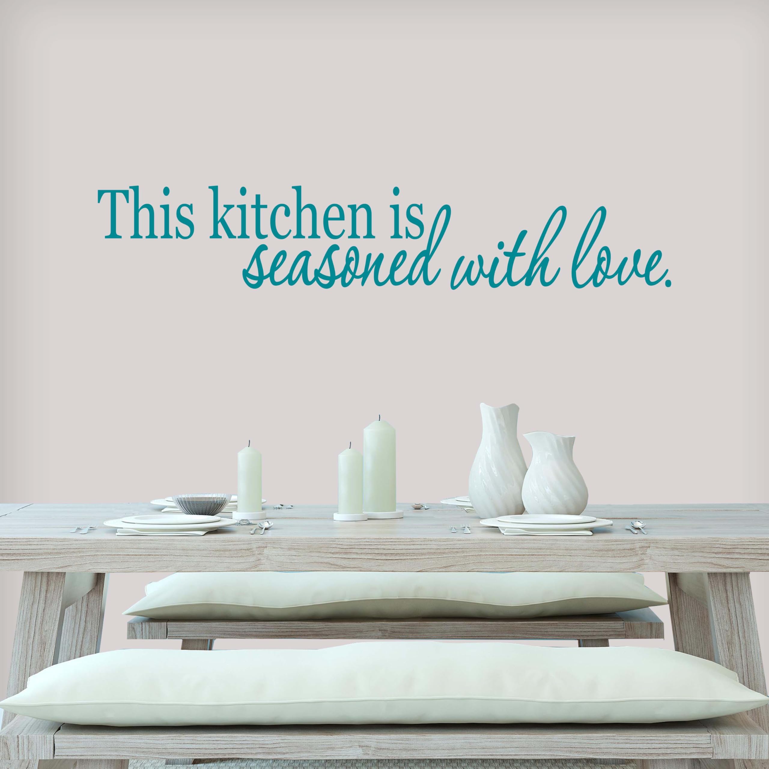 Seasoned with Love Kitchen Wall Decal - Handmade in USA | Rustic Farmhouse Kitchen Decor | Perfect for Home, Apartment & Restaurant Wall Art
