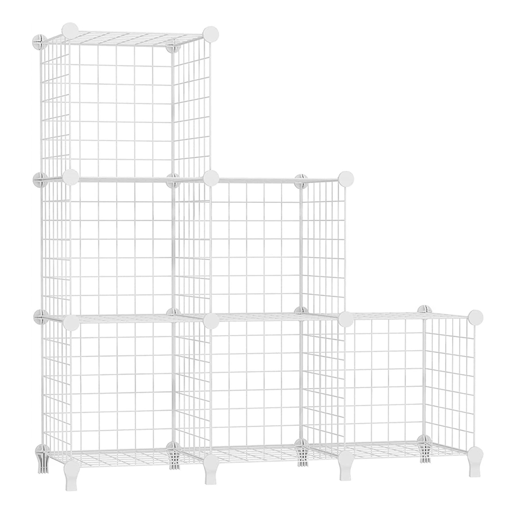 AWTATOS 6-Cube Wire Storage Organizer - White Metal Shelving Unit for Closet, Bedroom & Office | Space-Saving Bookshelf & Portable Clothes Rack | Perfect for Home Organization, Small Spaces & Dorm Rooms