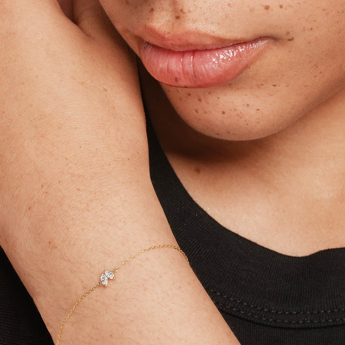 10k Gold Lab-Grown Diamond Double Marquise Bracelet - Elegant & Ethical Jewelry for Weddings, Anniversaries & Special Occasions
