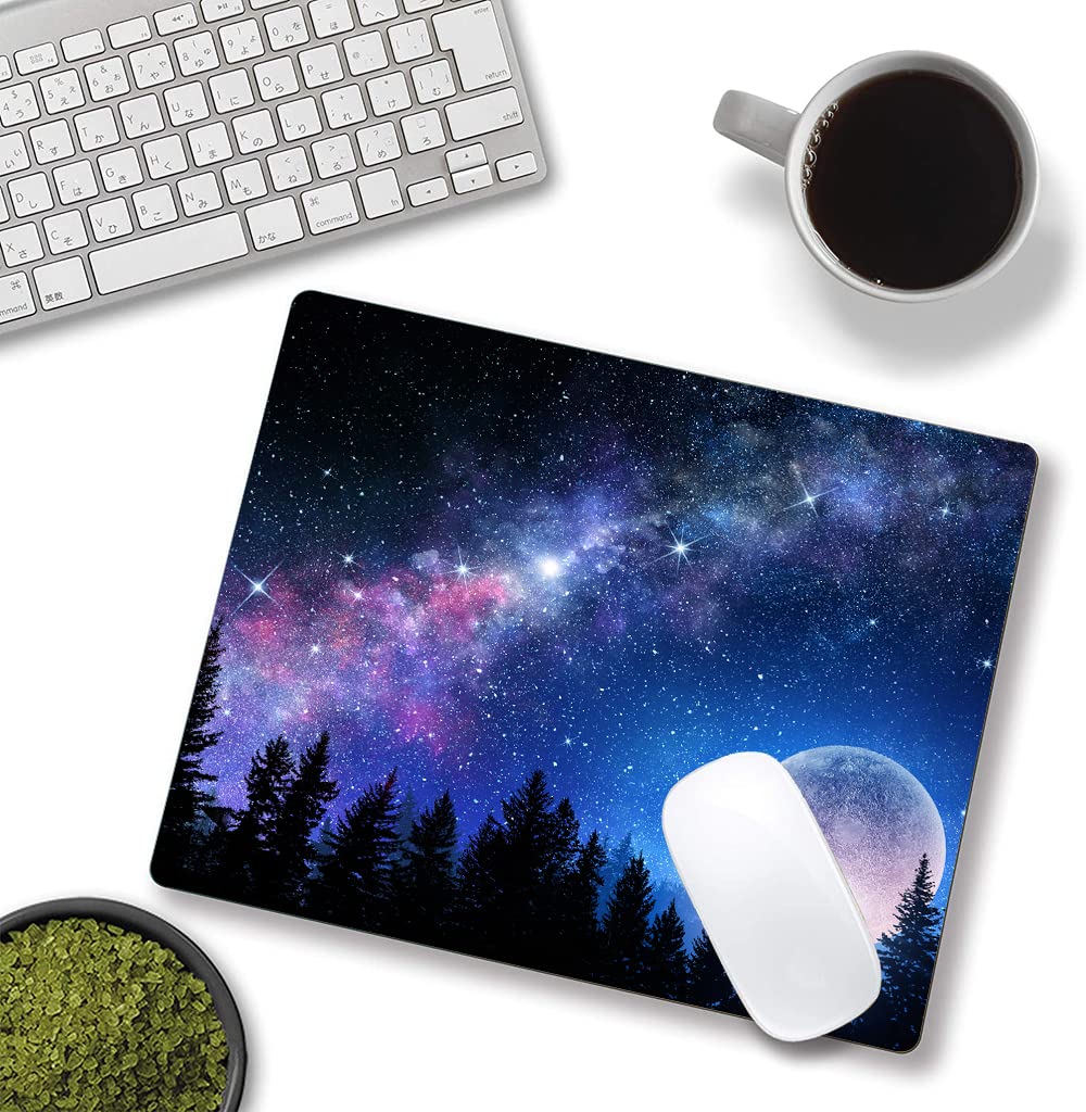 Premium Washable Non-Slip Mouse Pad - Forest Moon Design Gaming & Office Cloth Mousepad for Laptop & Wireless Mouse | Cute Desk Accessory for Work, Gaming & Home Office Use