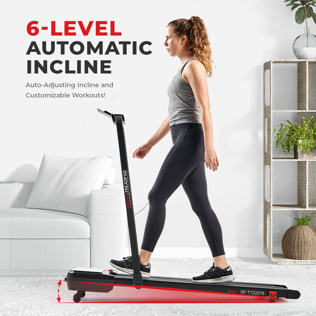 Pacer 2 in 1 Auto Incline Under Desk Walking & Running Smart Treadmill - Compact Home Office Treadmill for Workouts While Working