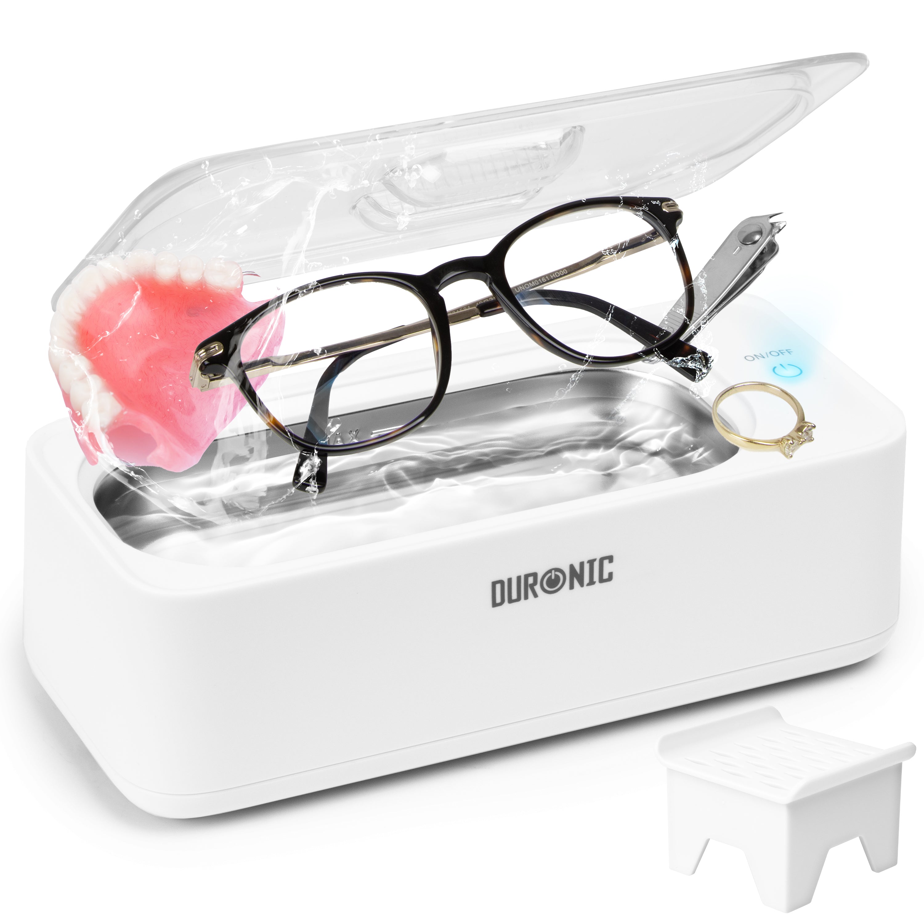 Duronic UC30 Ultrasonic Cleaner - 300ml Portable Jewelry Cleaner with 53KHz Frequency | Compact 18W Watch, Retainer, Denture & Glasses Cleaner | Perfect for Home, Travel & Professional Jewelry Care