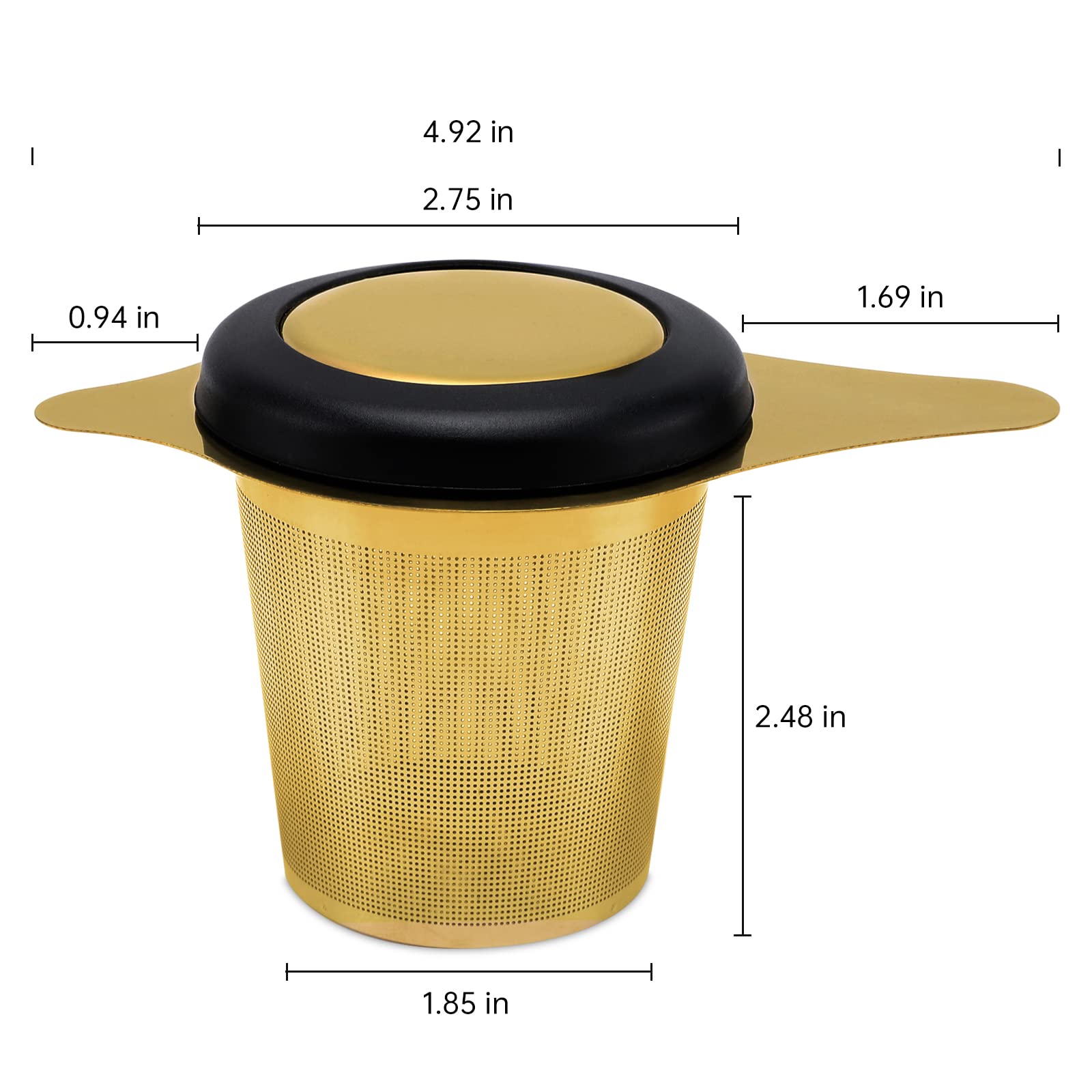 Premium Stainless Steel Tea Infuser Basket with Lid & Small Strainer - Perfect for Loose Leaf Tea Brewing | Ideal for Home, Office & Travel Use (Gold, 1-Pack)