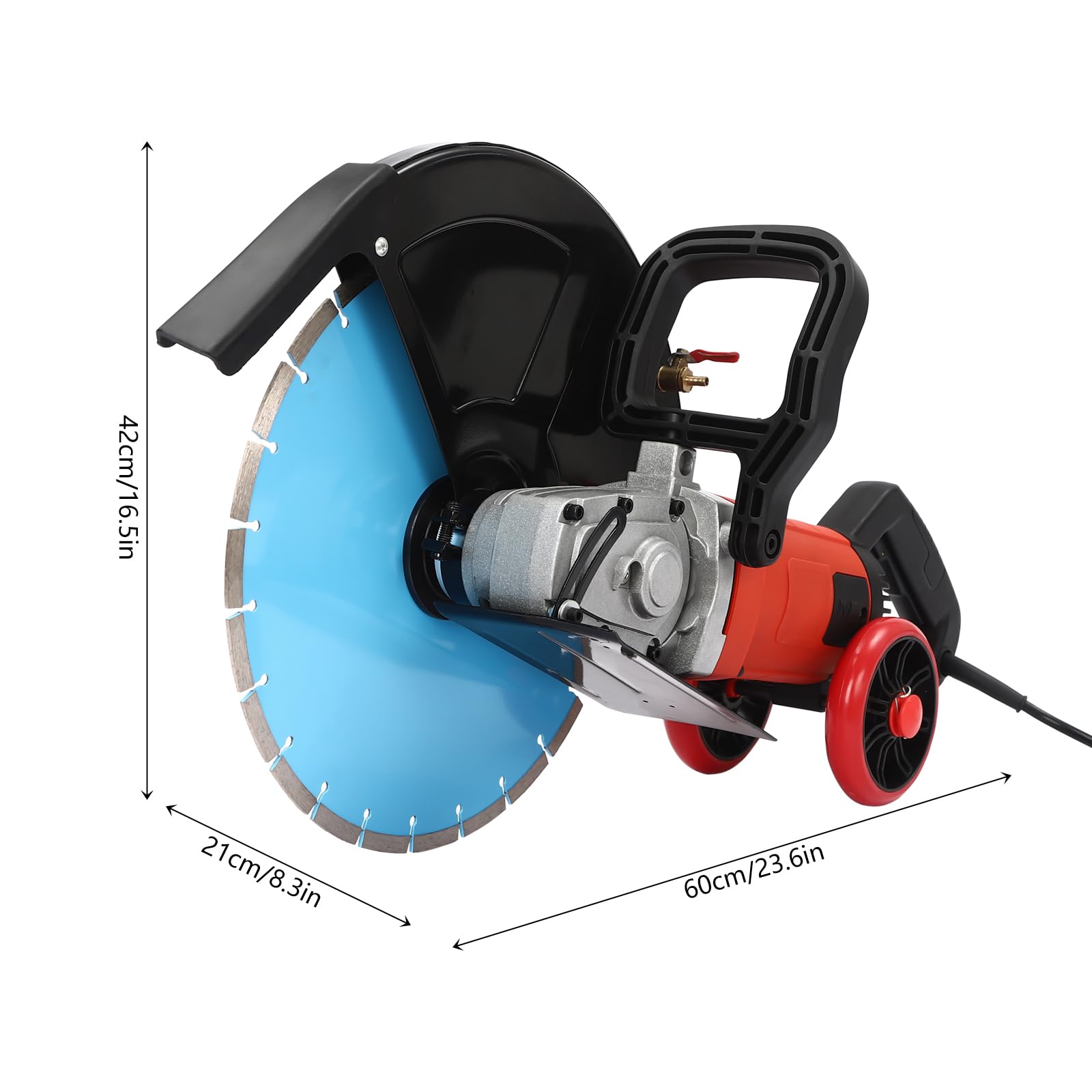 4000W Electric Concrete Saw with Water Fed Dust Suppression - 3000rpm Masonry Circular Saw for Cutting Stone & Granite - Includes 14