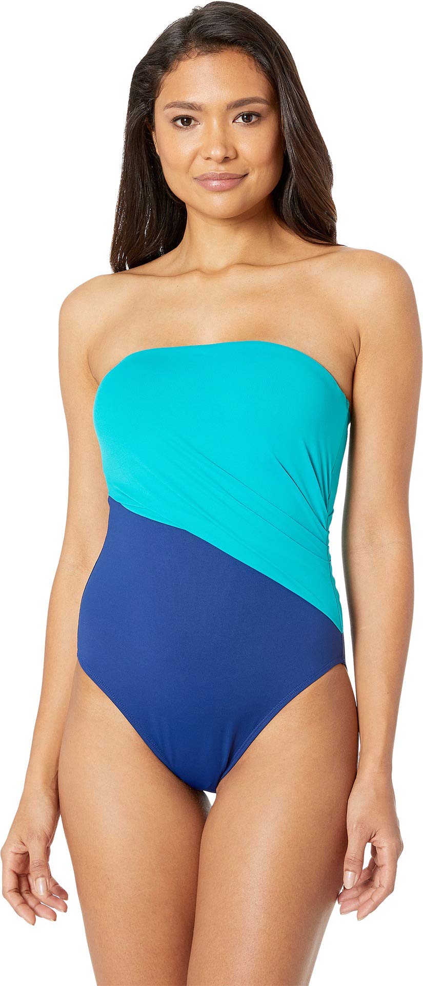 Lauren Ralph Lauren Women's Strapless One-Piece Swimsuit - Navy Blue Size 14 | Tummy Control Bathing Suit for Beach, Pool & Vacation | Flattering Swimwear for Women