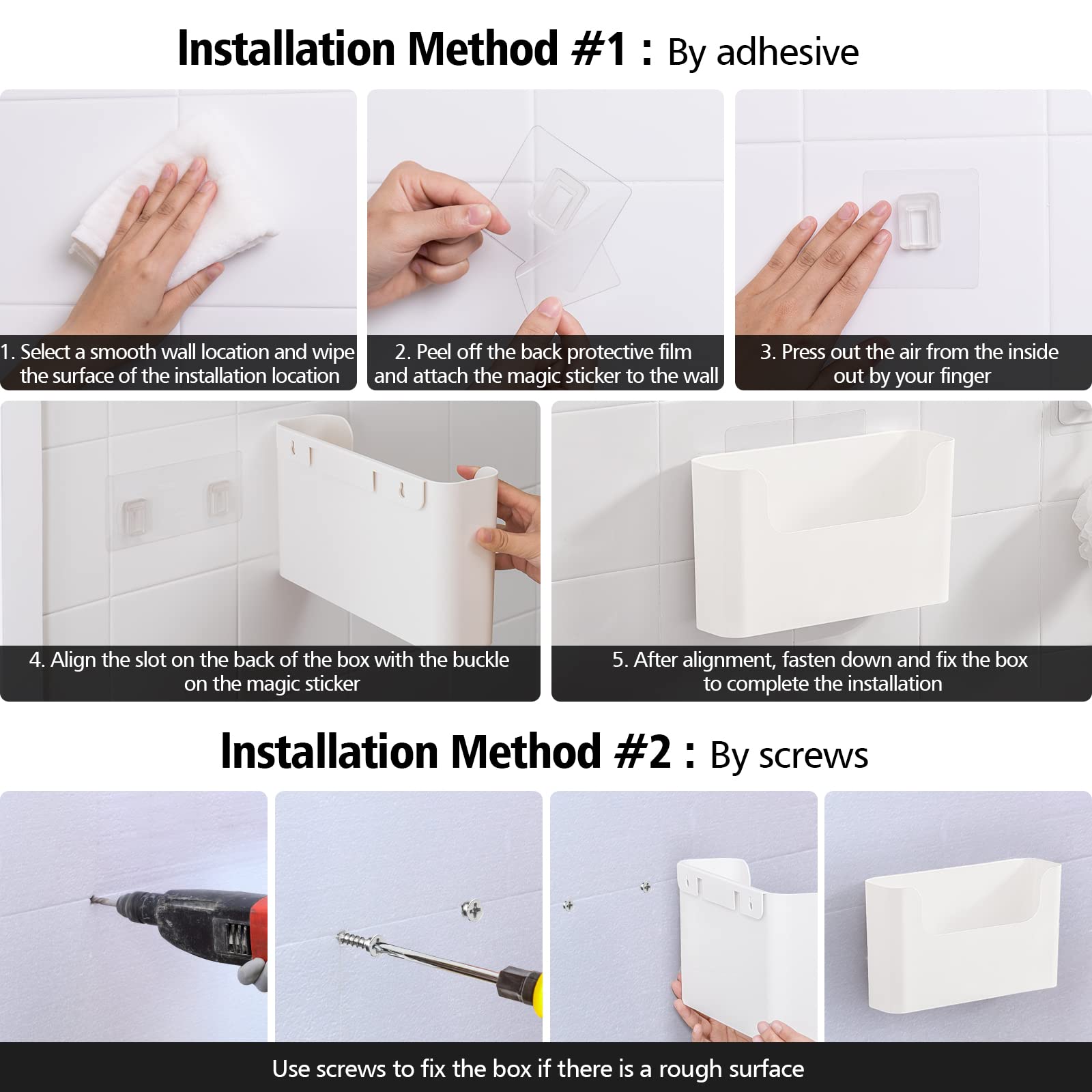 Poeland Floating Shelf Wall Mounted - No Drill Adhesive Bathroom Organizer Ledge Shelf for Home Decor, Kitchen & Bathroom Storage - Set of 4 - Perfect for Small Spaces, Vanity Organization & Modern Home Decor