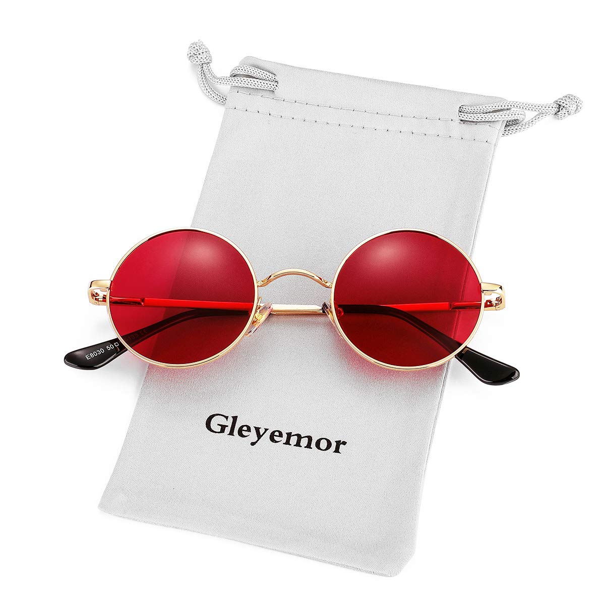 Gleyemor John Lennon Inspired Polarized Round Sunglasses for Men & Women - Vintage Hippie Style in Red & Yellow - Perfect for Music Festivals, Beach Days & Retro Fashion