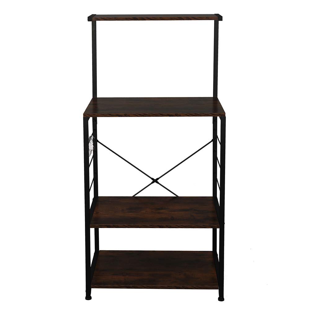 Bysesion GT2-XJ 4 Tier Wooden Kitchen Shelf - Vintage Style Baker's Rack for Spice Storage, Cookbook Display & Kitchen Organization (Perfect for Farmhouse, Rustic & Vintage Decor)
