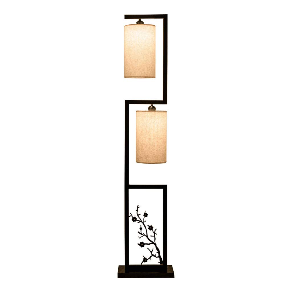 Modern Zen Floor Lamp - Iron Chinese Style Standing Lamp with Fabric Shade, E27 Socket for Living Room, Bedroom & Bedside | Retro Home Decor Lighting for Relaxation & Meditation Spaces