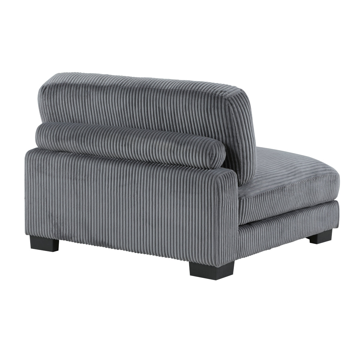 Gray Corduroy Armless Chair with Adjustable Back & Reversible Cushions - Modern Accent Chair for Living Room, Bedroom, or Office - Comfortable Seating for Relaxing & Reading