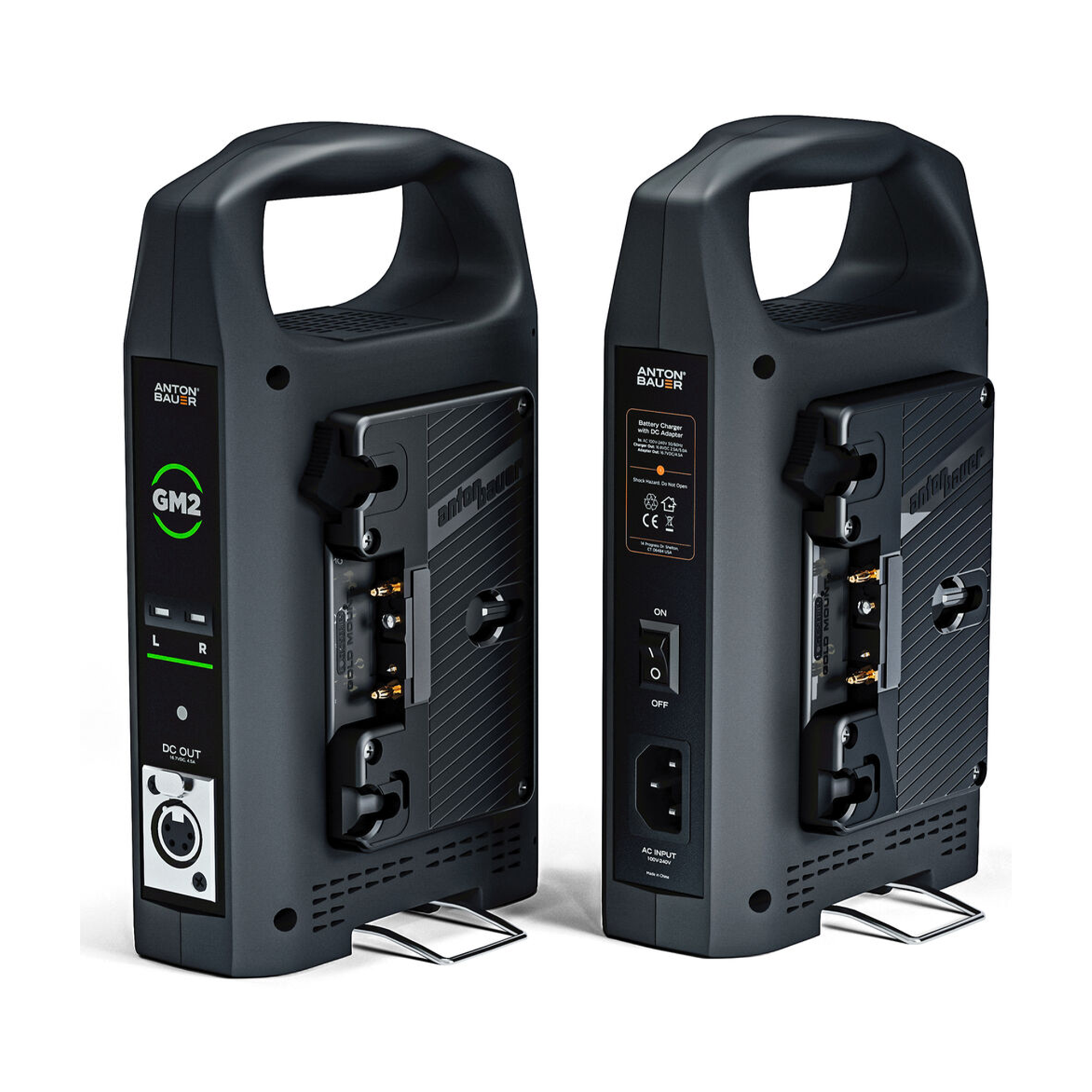 Anton Bauer GM2 Dual Bay Gold Mount Battery Charger with 4 Pin XLR Output - Professional Power Solution for Film, Broadcast & Photography Equipment