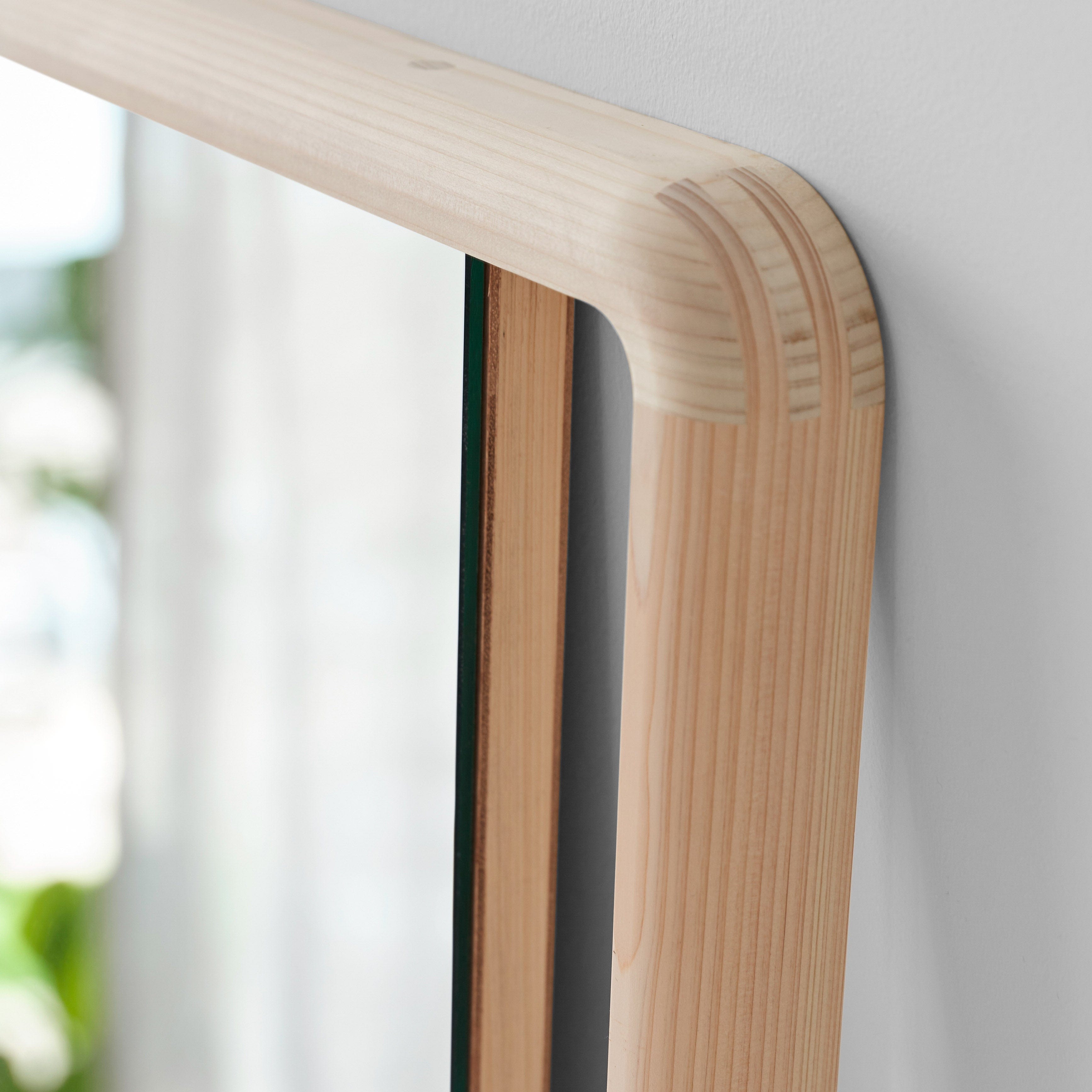 Hinoki Wood Wall Mirror - Handcrafted Japanese Cypress Framed Mirror for Bathroom, Bedroom & Entryway Decor