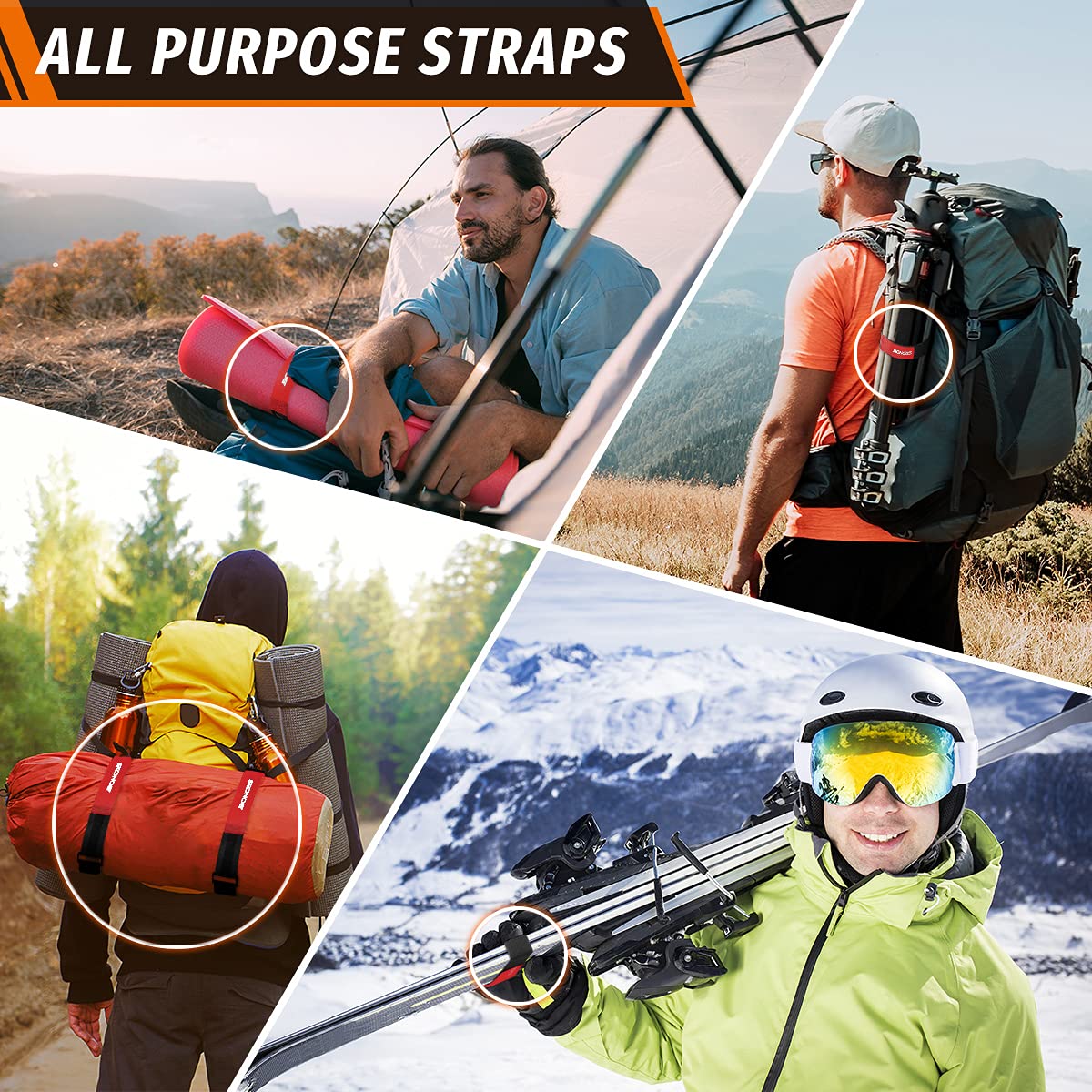 Boncas Adjustable Bike Rack Strap - Bicycle Wheel Stabilizer with Non-Slip Gel Grip | Secure Your Bike During Transport | Perfect for Road Trips, Car Roof Racks & Garage Storage