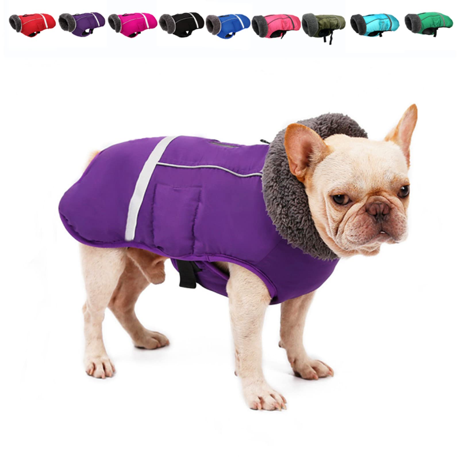 Doglay Dog Winter Coat - Thicken Furry Collar, Reflective Warm Fleece-Lined Jacket | Waterproof & Windproof Dog Clothes for Cold Weather | Soft Puppy Vest for Small, Medium & Large Dogs | Perfect for Outdoor Walks, Winter Adventures & Daily Protection