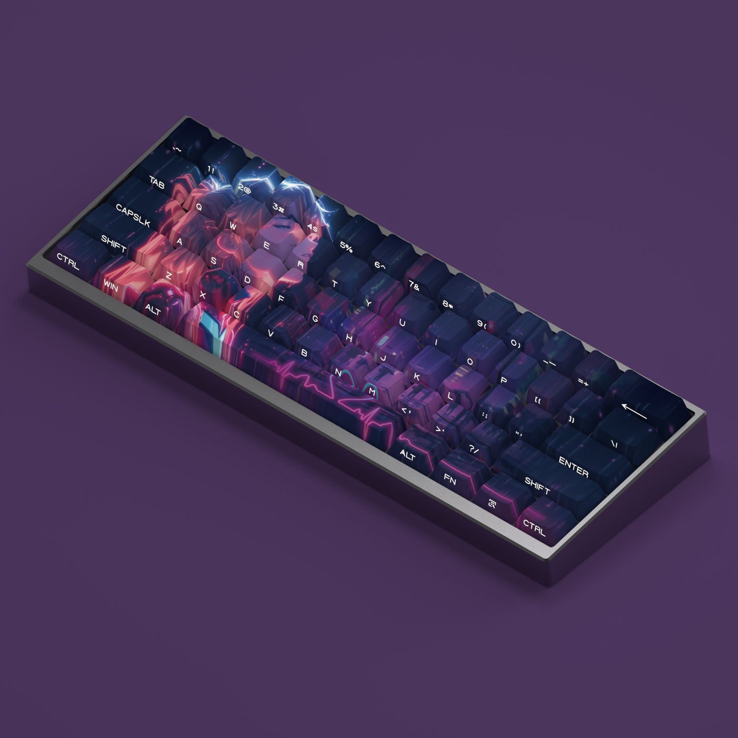 Original Anime Asuka Keycaps - EVA PBT Side-Engraved Transparent Custom Keycap Set for Mechanical Keyboards - Perfect for Gaming, Typing & Anime Fans