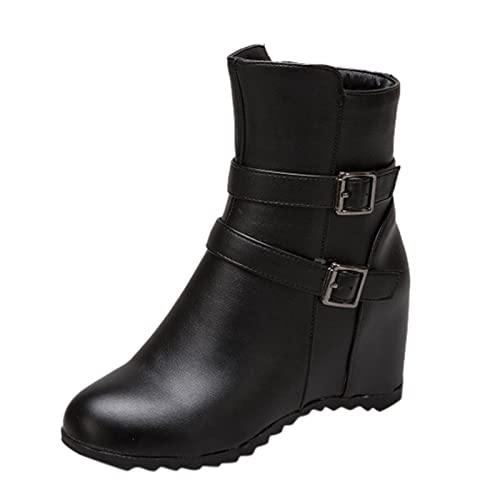 **Women's Cowboy Boots Size 12 - Fashionable Wedge Heel with British Buckle Belt for Height Boost | Perfect for Western Rides, Country Events & Everyday Chic Style**