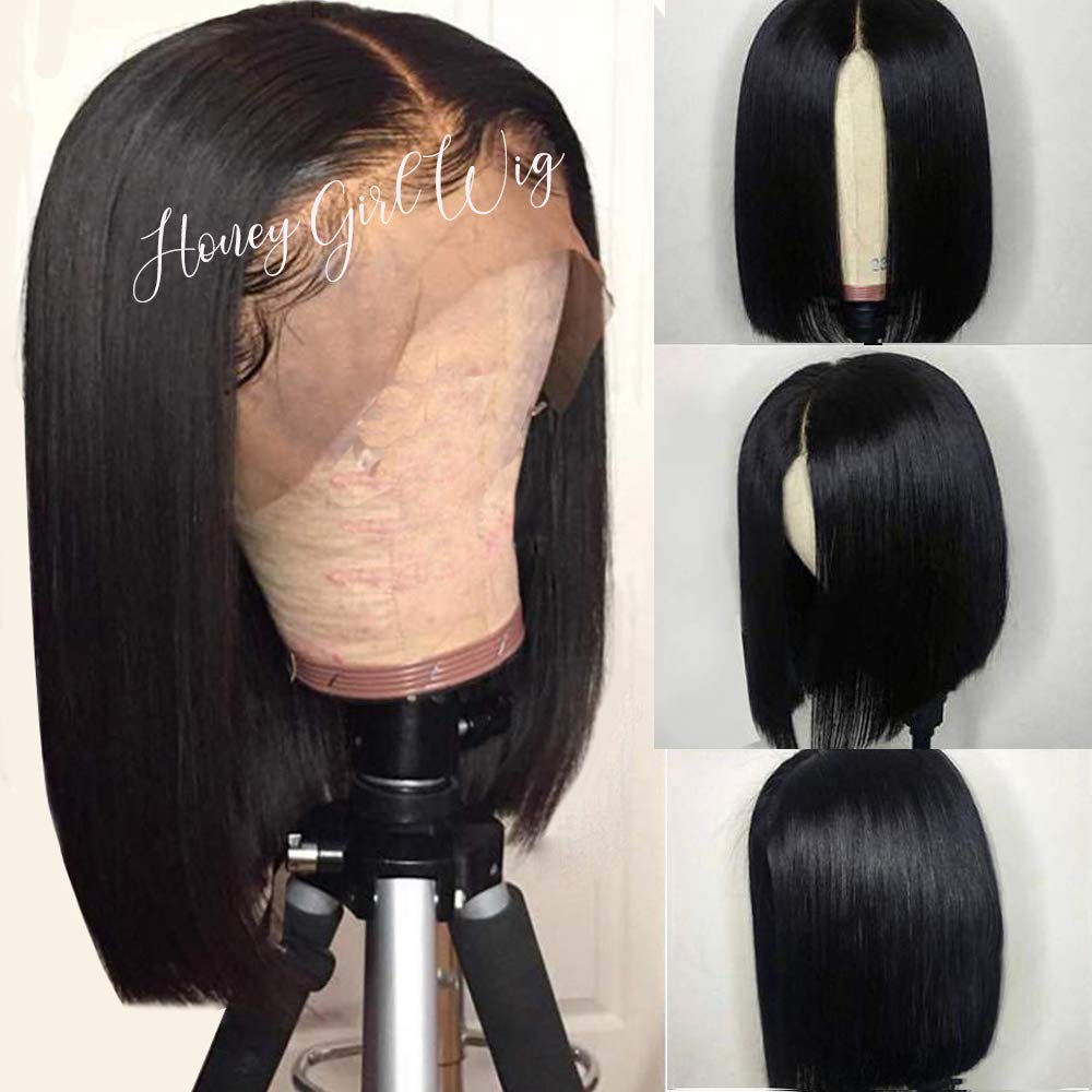 10A Brazilian Virgin Human Hair Lace Front Wig - Small Cap Short Bob Straight Wig with Baby Hair (180% Density, 10 Inch) for Black Women | Perfect for Daily Wear, Cosplay & Special Occasions