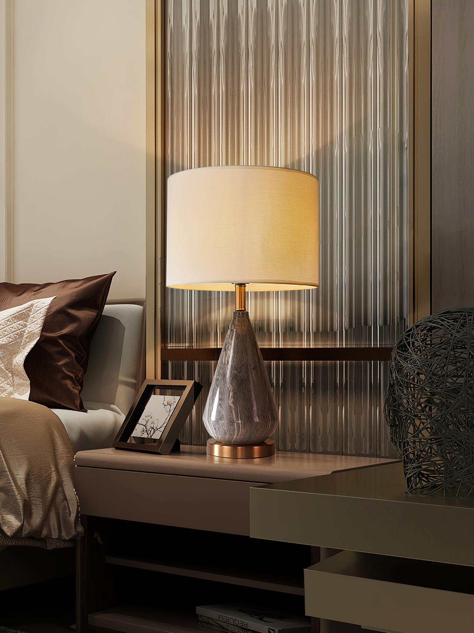Elegant Marble Diamond Table Lamp - Modern Home & Office Decor for Bedroom, Living Room, or Study Desk
