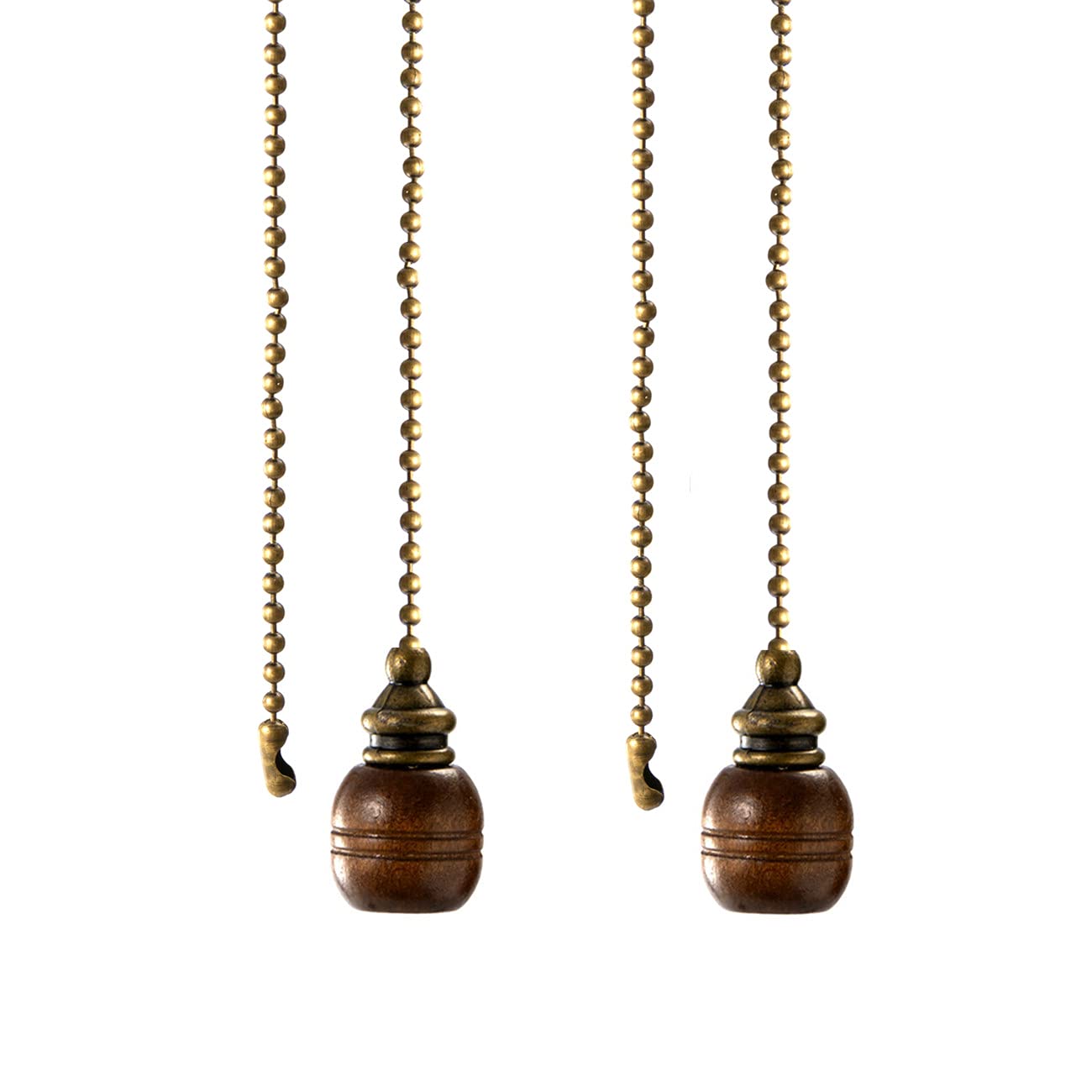 DAYONE Wooden Ceiling Fan Chain Pulls - 2 Pack Walnut Color Pull Chain Extension for Ceiling Light & Lamp | Durable & Stylish Replacement for Home, Bedroom, Living Room, and Office