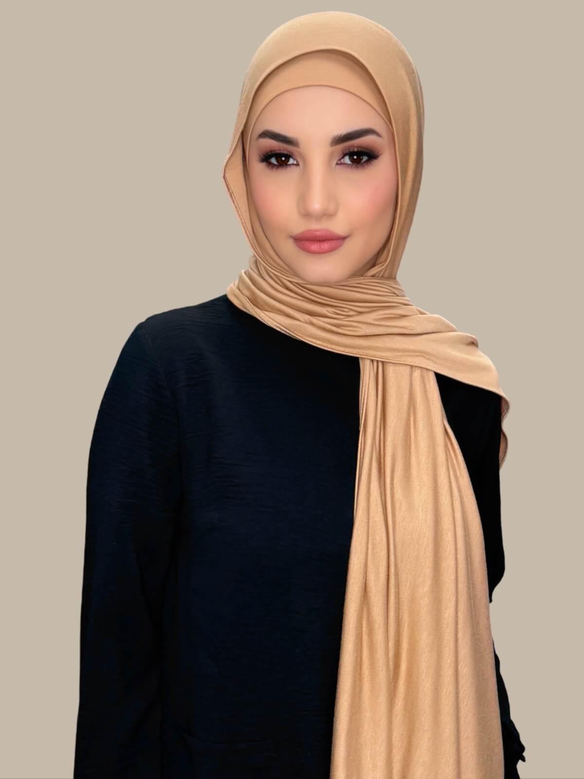 Premium Jersey Hijab Honey - Soft & Breathable Muslim Headscarf for Women - Perfect for Daily Wear, Prayer, and Special Occasions