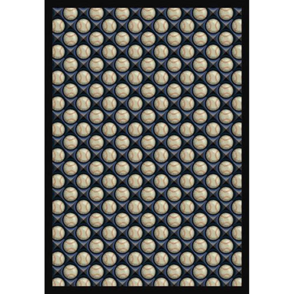 Joy Carpets Sports Fan Bases Loaded Area Rug - Clear Skies Design | Non-Slip Kids Room & Game Room Rug for Sports Enthusiasts