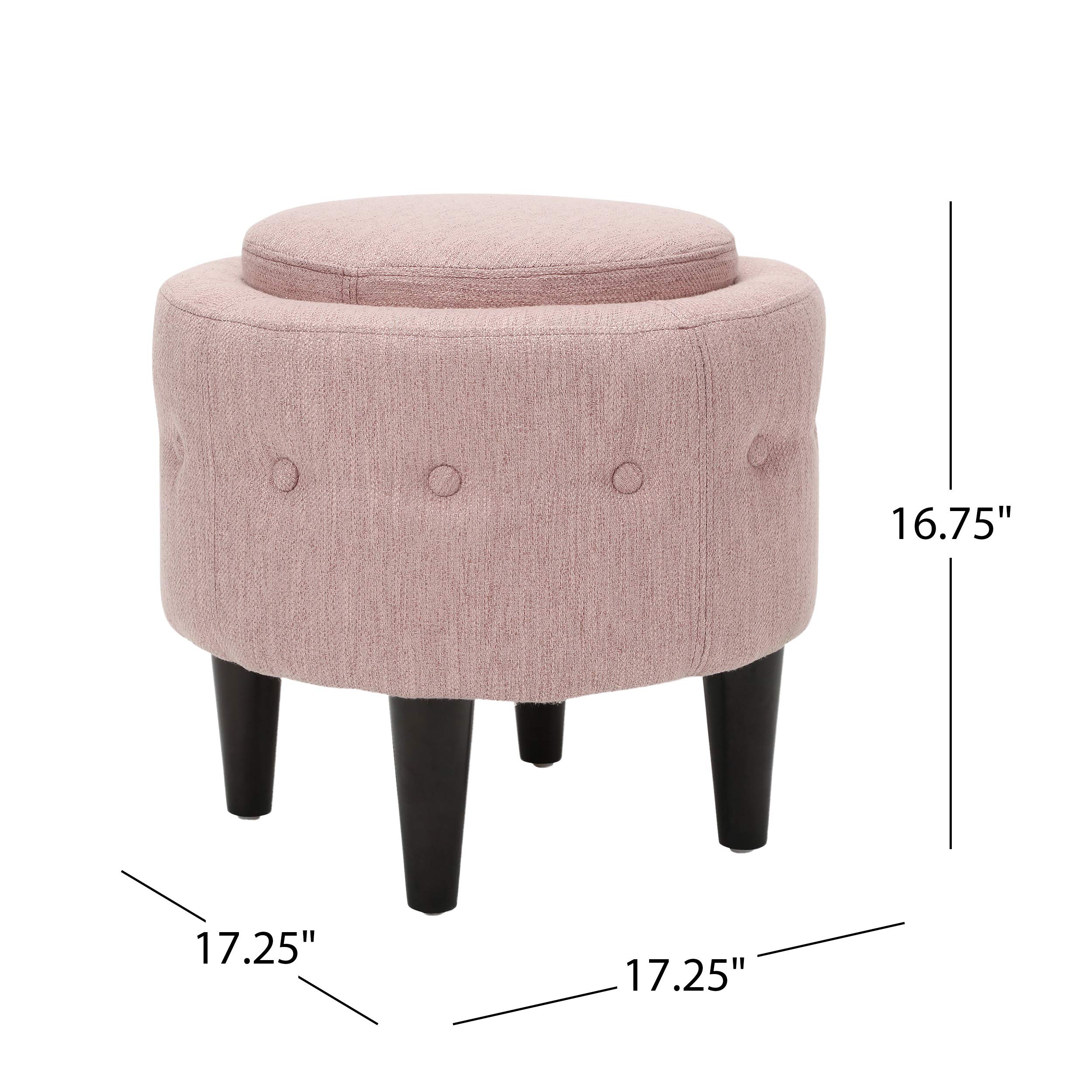 GDFStudio Petite Tufted Fabric Chair and Ottoman Set in Light Blush & Dark Brown - Compact Living Room Furniture for Small Spaces, Apartment Decor, Cozy Reading Nook Accent Chair