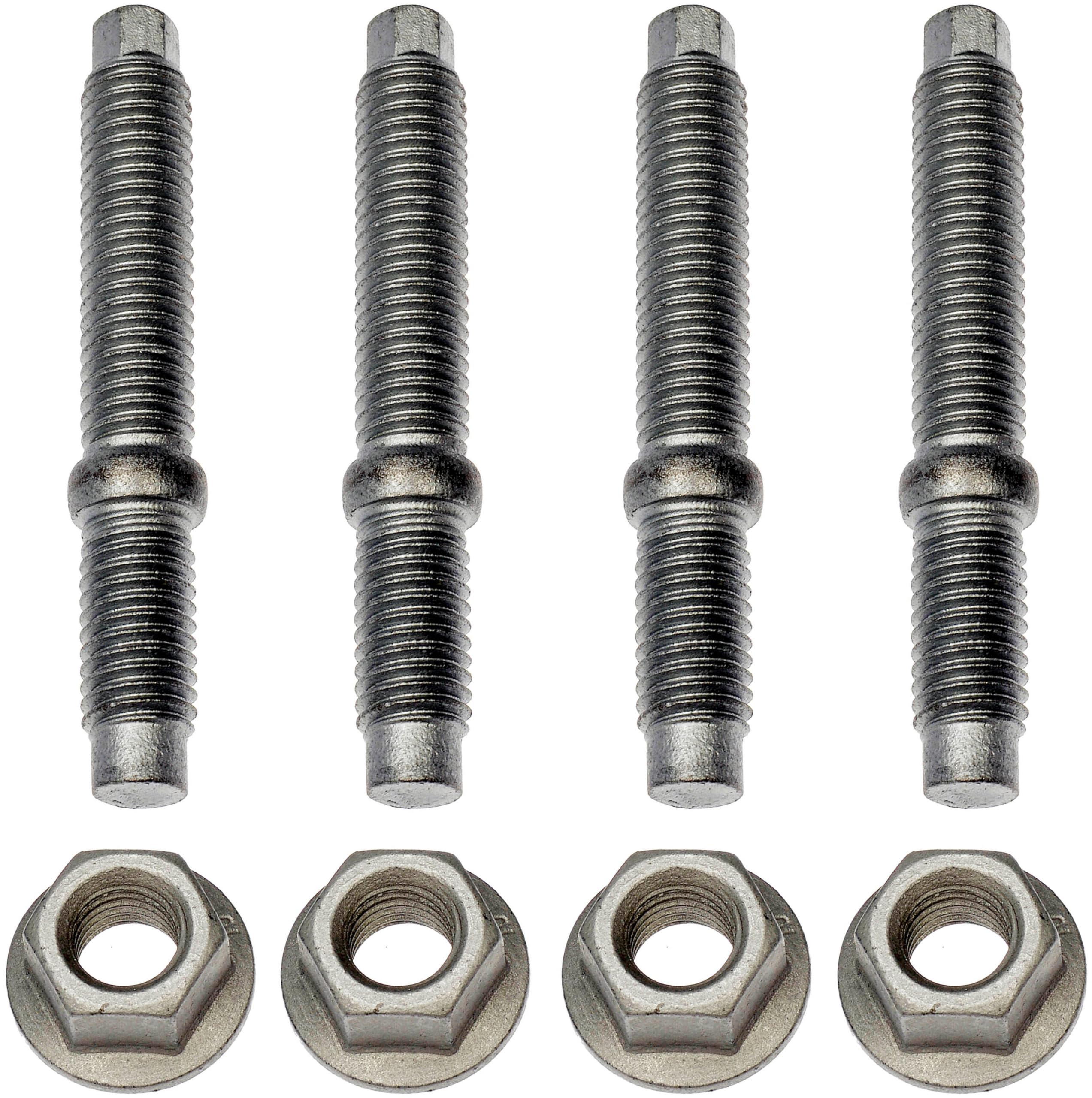APDTY 162077 Exhaust Manifold Downspout Flange Hardware Kit - 4 Studs & 4 Nuts for Ford, Chevy, Dodge Trucks & SUVs - Durable Replacement for OEM Parts