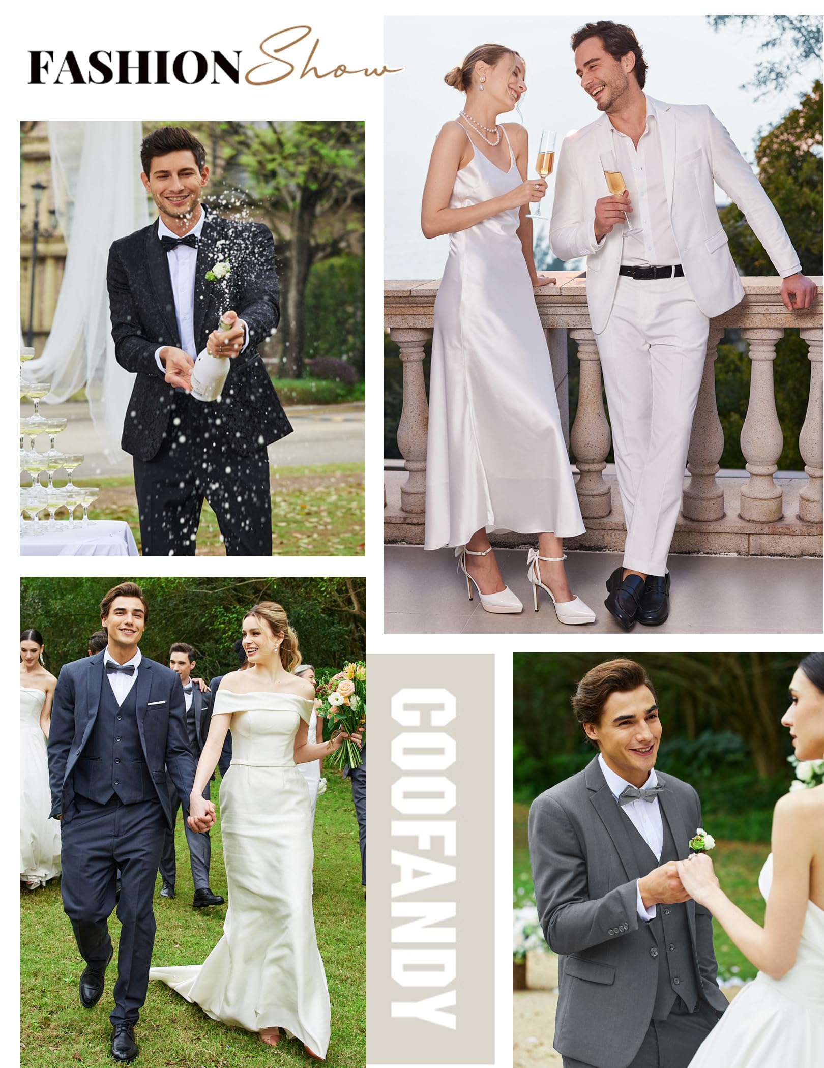 COOFANDY Men's 2-Piece Suit Set - Classic Fit 2-Button Tuxedo Jacket & Dress Pants for Wedding, Business, Prom & Formal Events | Perfect for Office, Dinner Parties & Special Occasions