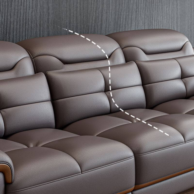 Premium L-Shaped Sectional Sofa with Chaise Lounge - 5-Piece Set, Left-Facing Round Arm, Soft Cocoa Fabric - Perfect for Living Room, Family Room & Home Theater